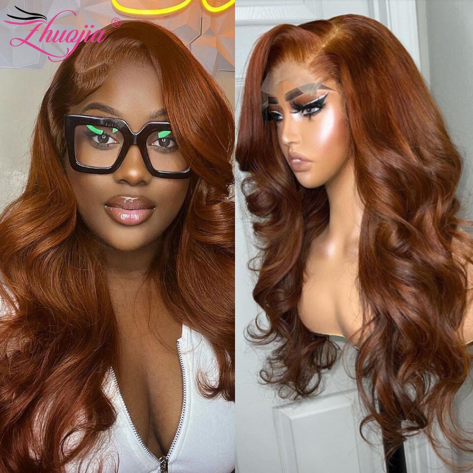 Copper Brown Body Wave Lace Front Wig 13x6 Lace Frontal Wig 30 32 Inch Chocolate Brown Lace Front Wigs For Women 4x4 Closure Wig